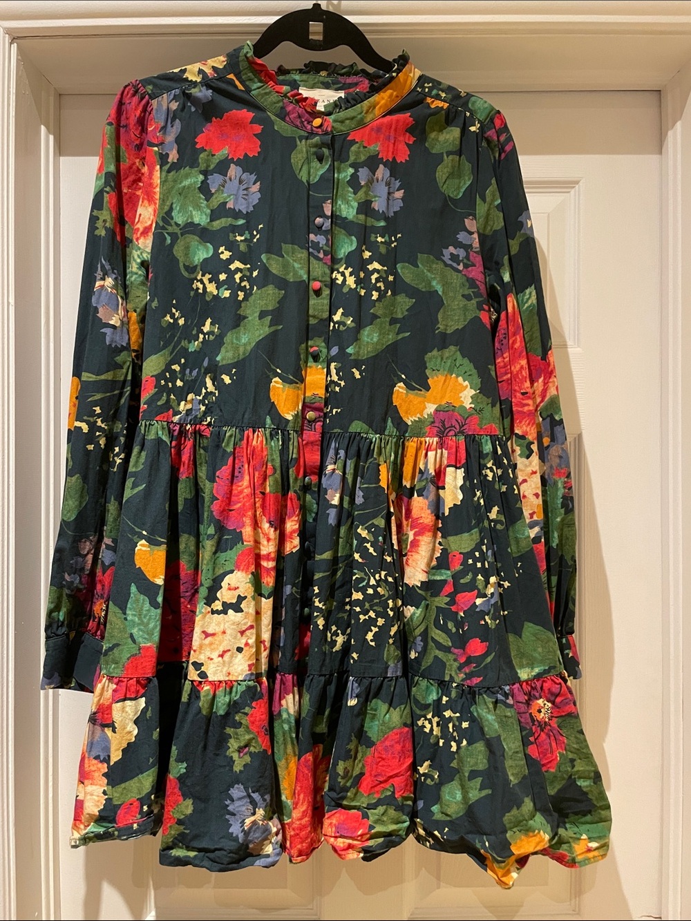 Sézane Hilma Floral Organic Cotton Mini Dress US 10 Cottagecore Prairie
